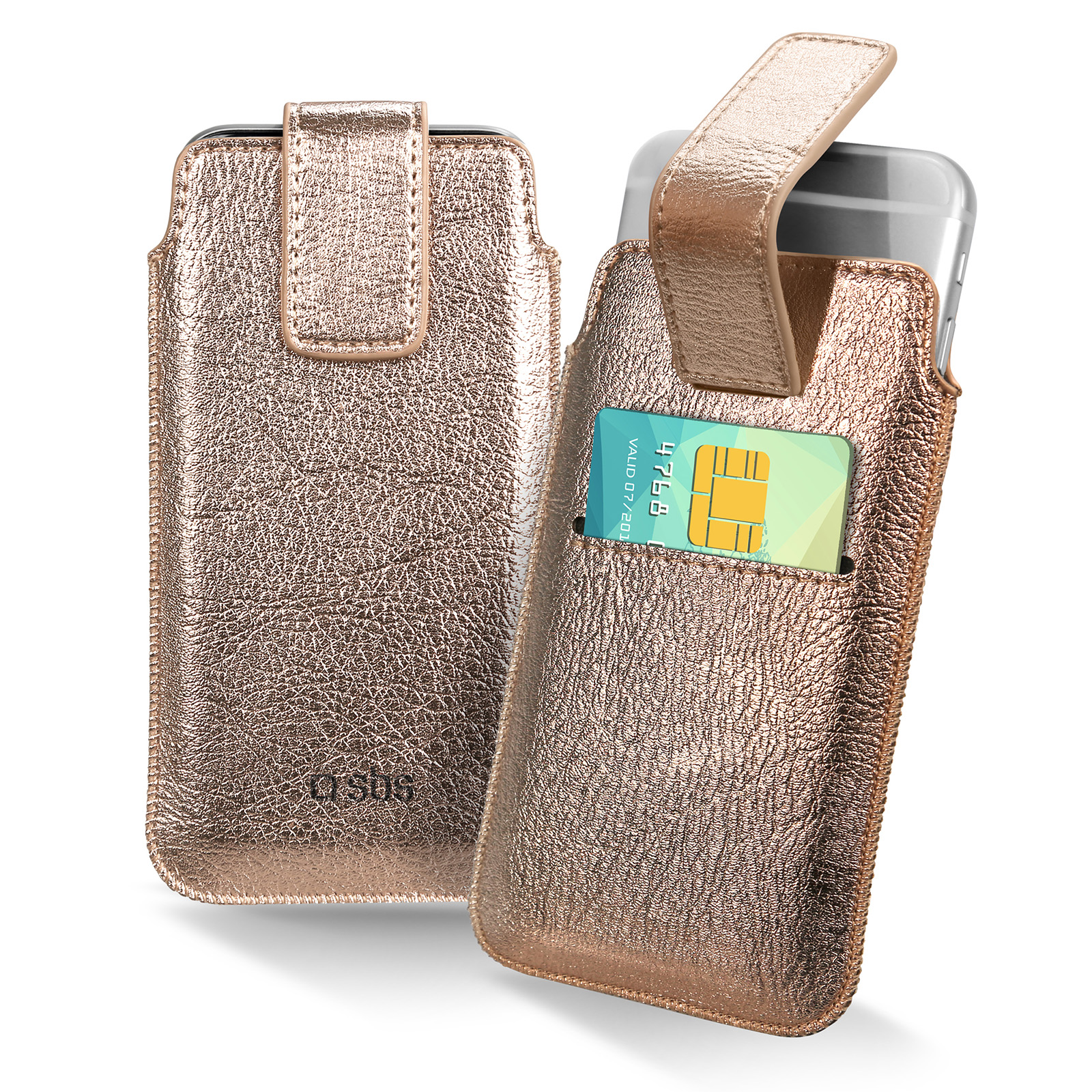 SBS - Puzdro Pouch Card XL pre smartfóny do 5'', zlatá TEPOCHECARDXLG