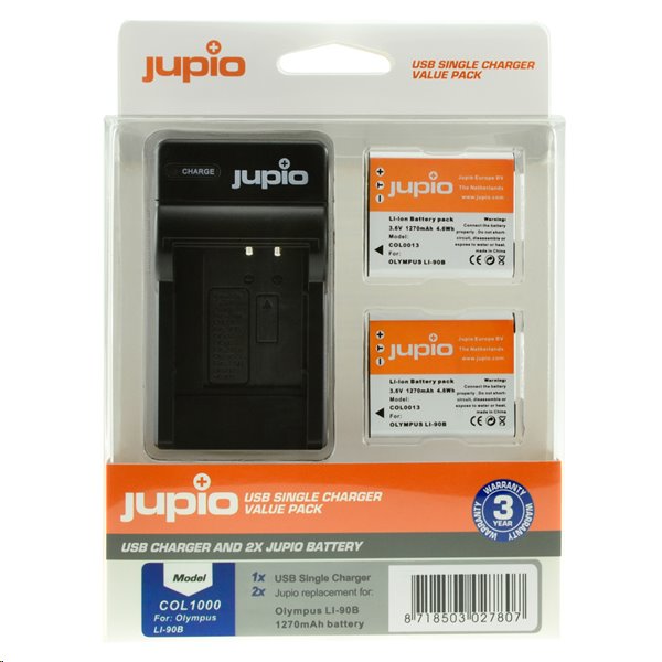 Set Jupio 2x batéria Li90B/92B 1270mAh a nabíjačka pre Olympus COL1000