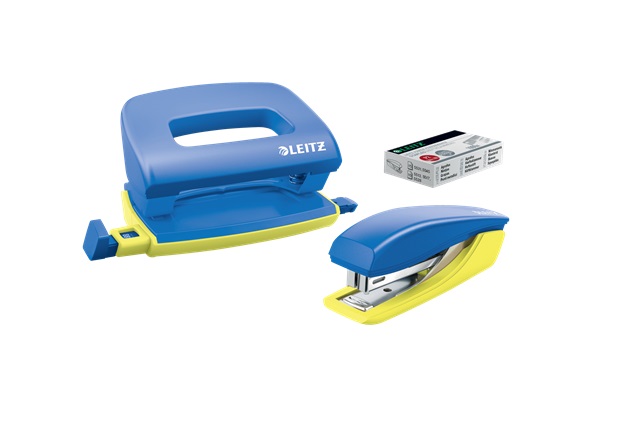 Set mini sešívačky a děrovačky Leitz UrbanChic, modrá 55996032