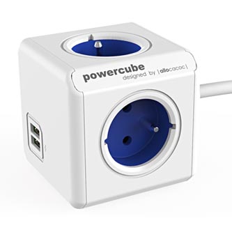 Sieťový kábel 230V predlžovací, CEE7 (vidlica)-POWERCUBE, 1.5m, EXTENDED USB, modrý, POWERCUBE, 4 z 8718444085836