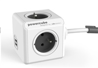 Sieťový kábel 230V predlžovací, CEE7 (vidlica)-POWERCUBE, 3m, EXTENDED USB, šedý, POWERCUBE, 4 zásu 8718444082439
