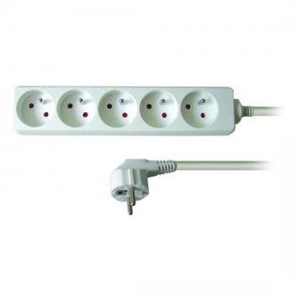 Sieťový kábel 230V predlžovací, CEE7 (vidlica)-zásuvka 5x, 3m, VDE approved, čierny KS030PR501