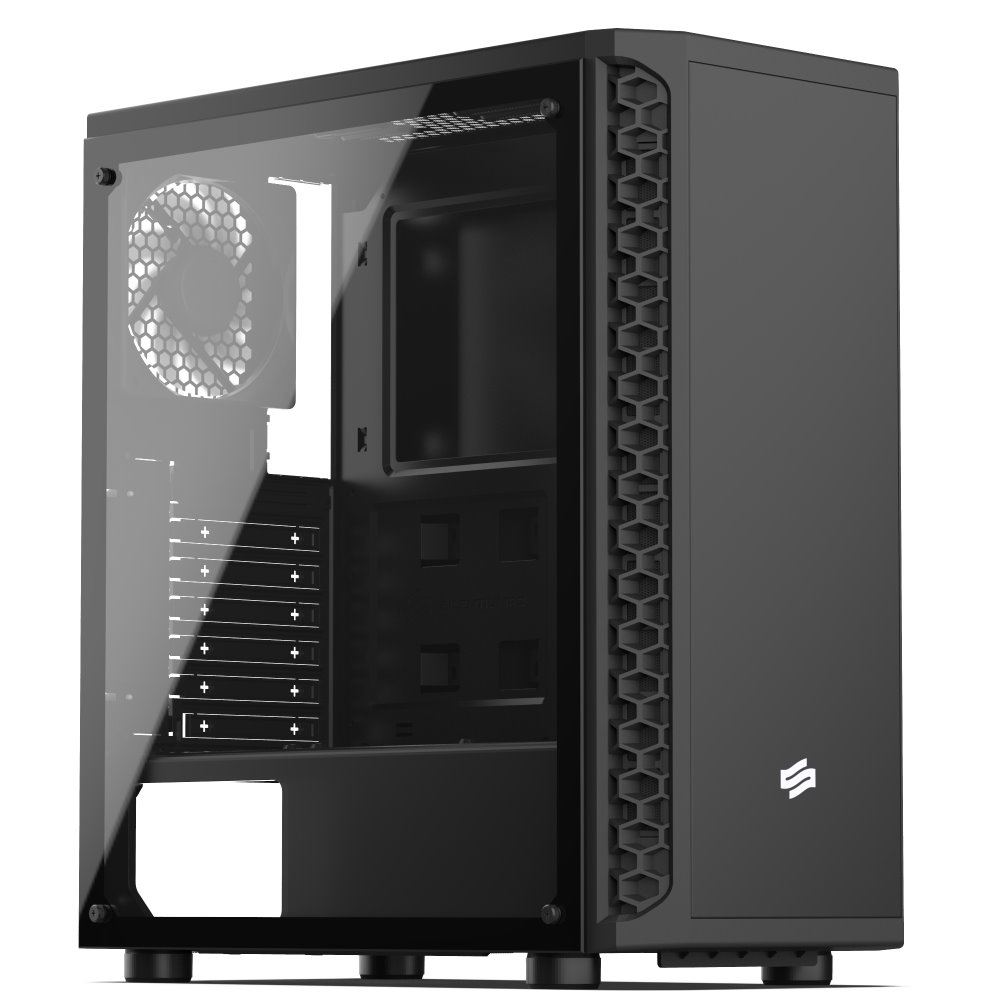 SilentiumPC skříň MidT Signum SG1M TG / 2x USB 3.0 / 2x 120mm fan / bočnice z tvrzeného skla/ černá SPC232