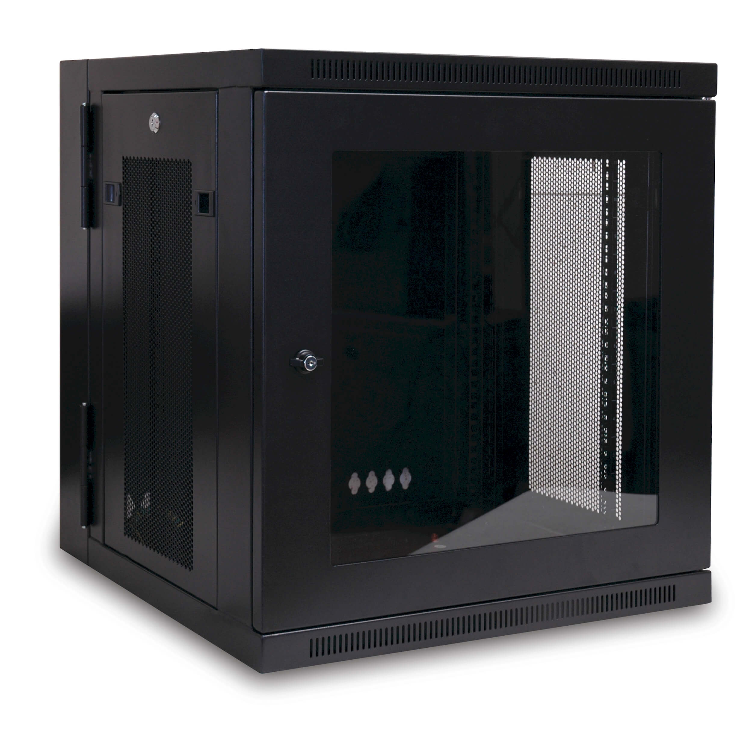 Skříň SmartRack 12U, hloubka pro přepínače, prosklené dveře, montáž na stěnu SRW12USG