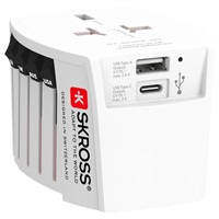SKROSS cestovní adaptér MUV USB, USB A+C, univerzální pro 150 zemí PA48USBC