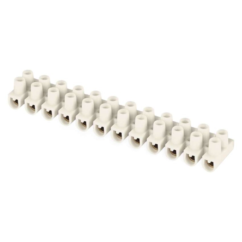 Skrutková svorkovnica 12× 2,5–4 mm2, 450 V, biela