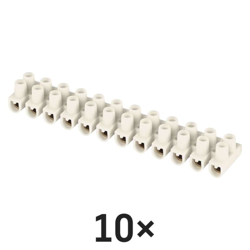Skrutková svorkovnica 12× 2,5–4mm2, 450 V, biela, 10 ks 8592920154878