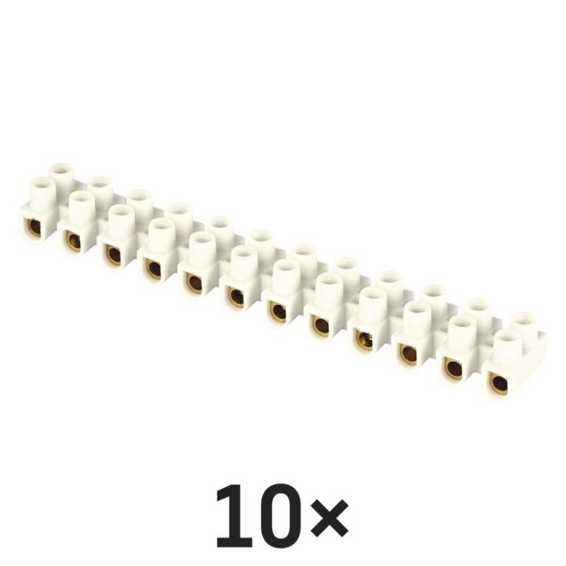 Skrutková svorkovnica 12× 4–6mm2, 450 V, biela, 10 ks 8592920154885