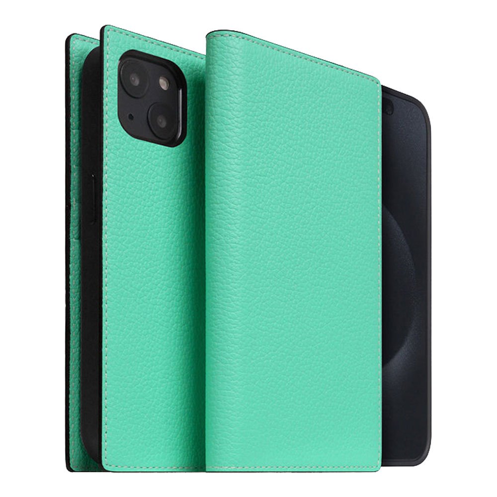 SLG Design puzdro D8 Neon Full Grain Leather Diary pre iPhone 15 Plus - Teal SD-D8N-DC-IP15S-TL