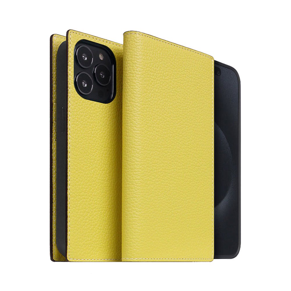 SLG Design puzdro D8 Neon Full Grain Leather Diary pre iPhone 15 Pro - Lemon SD-D8N-DC-IP15P-LM