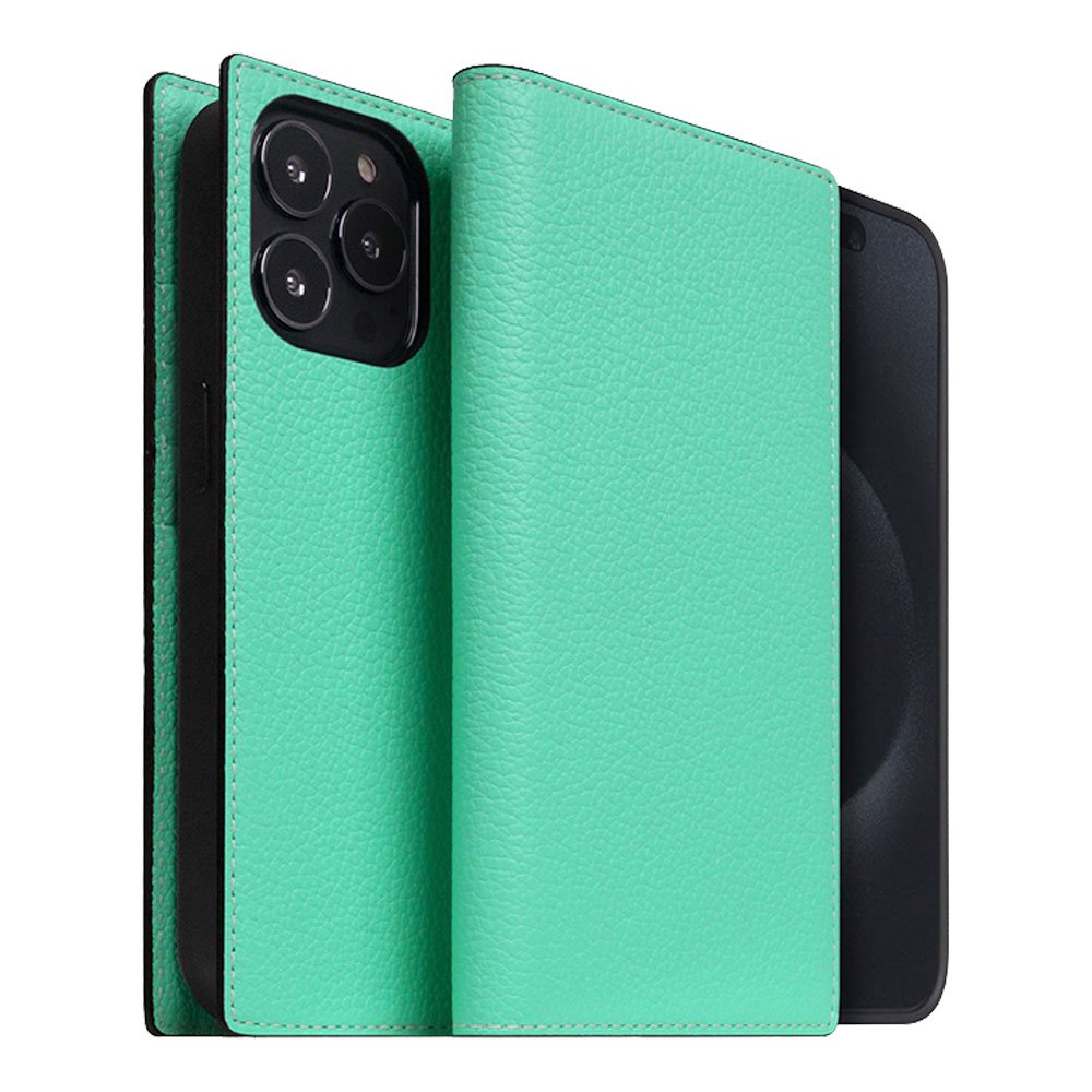 SLG Design puzdro D8 Neon Full Grain Leather Diary pre iPhone 15 Pro Max - Teal SD-D8N-DC-IP15PM-TL