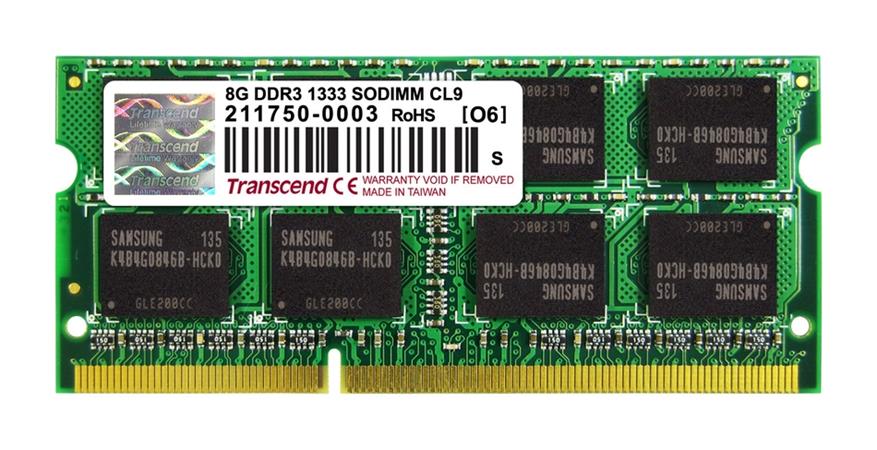 SODIMM DDR3 8GB 1333MHz TRANSCEND 2Rx8 CL9 TS1GSK64V3H