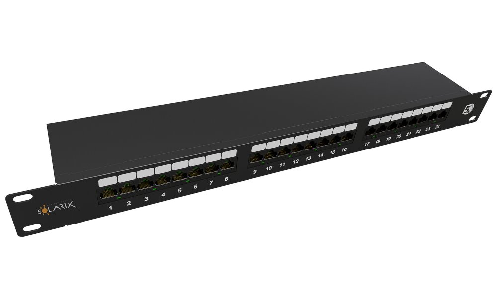 Solarix Patch panel 24 x RJ45 CAT5E STP černý 1U SX24-5E-STP-BK-N 24000040