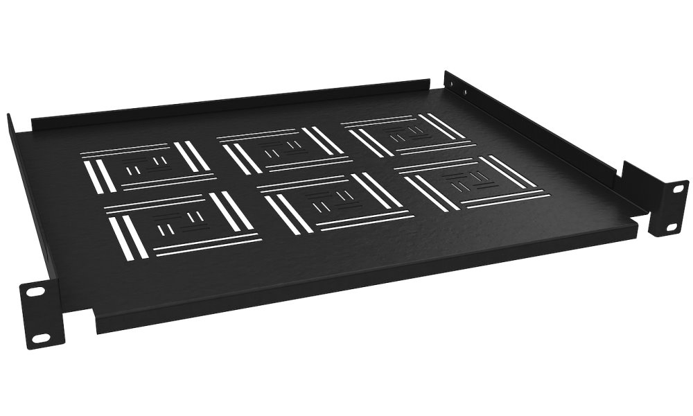 Solarix Police 19" 1U 350mm ukládací plato BK úchyt na přední lišty UP-03-B 80191454