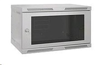 Solarix Rozvádzač nástenný nitovaný SENSA 6U 400mm, dvere sklo, RAL 7035 SENSA-6U-64-11-G