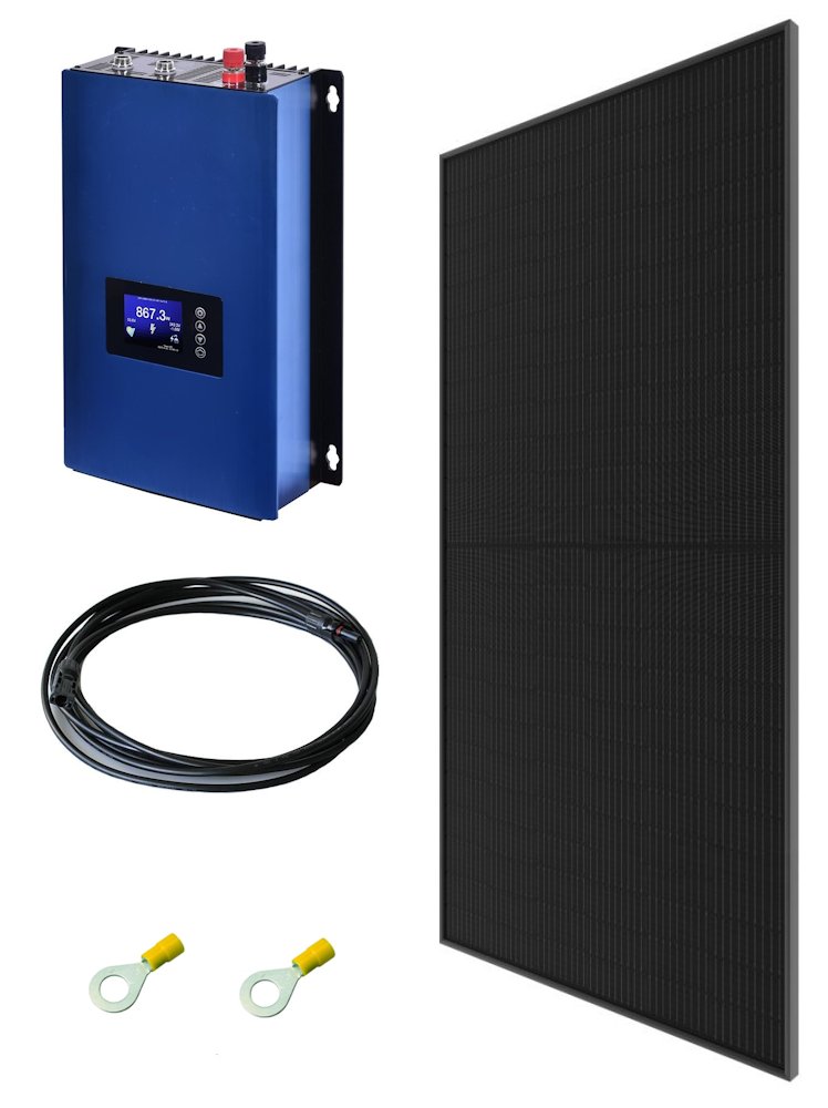 Solarmi 600B Balkónová elektrárna 1kW GridFree GTIL měnič s limiterem + 600Wp černý solární panel + příslušenstv XS600B