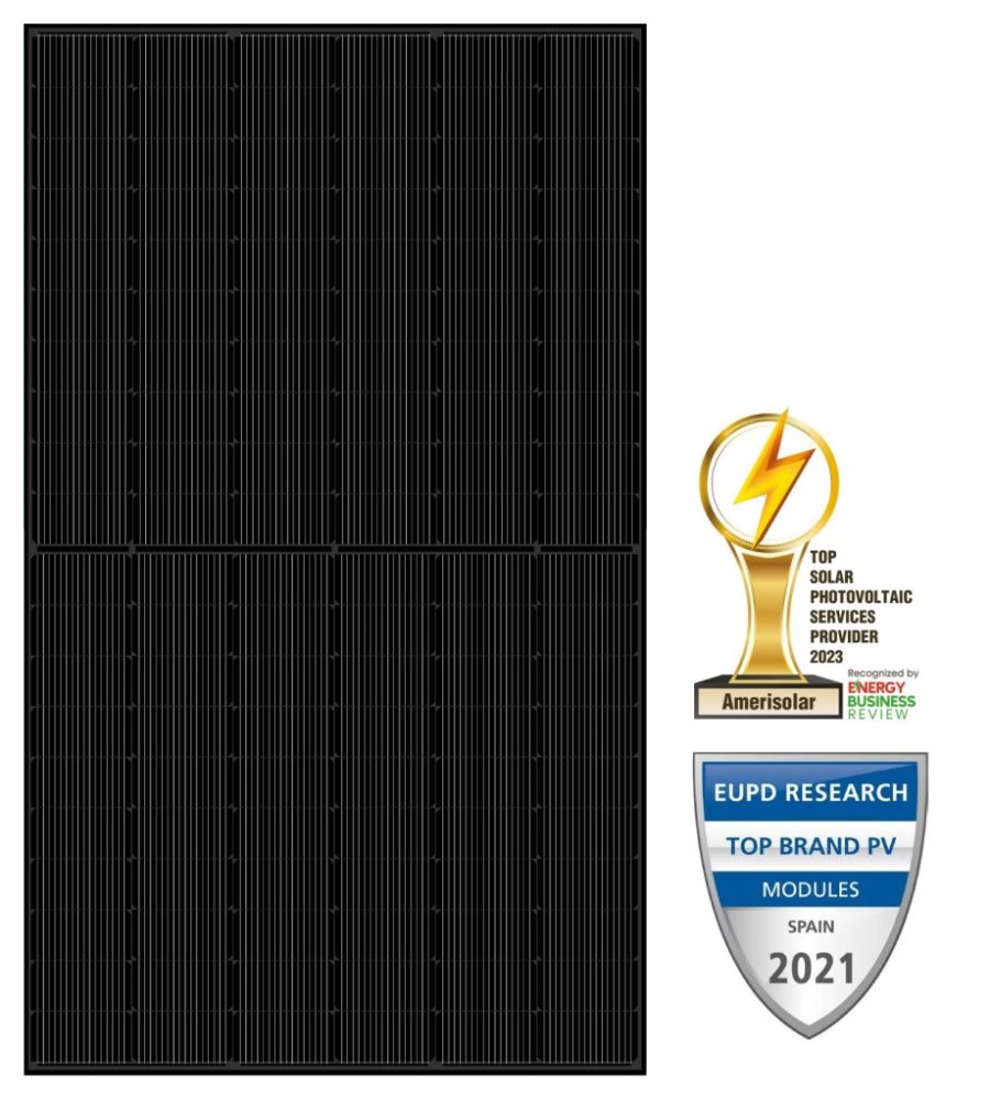 Solarmi solární panel Amerisolar Mono 480 Wp černý 120 článků, N-Type TOPCon AS-7M120N-HC-480