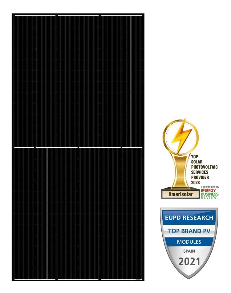 Solarmi solární panel Amerisolar Mono 585 Wp černý 144 článků, N-Type TOPCon AS-7M144N-BHC-585