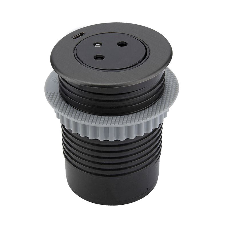 Solight 1z + 1x USB-C vstavaná zásuvka, nerez oceľ, EasyEject systém, predlžovací prívod 1,5m, 3x 1,5mm2, USB 3.0A PP127