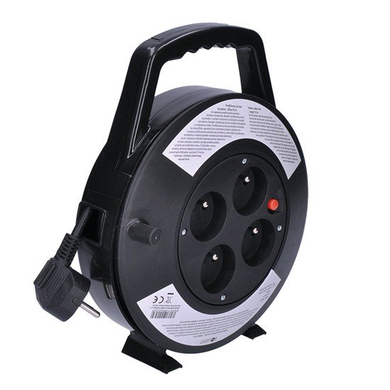 Solight 4z predlžovací prívod - na bubne, 10m, čierny kábel, 3x 1.0mm2 PB21B