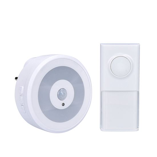 Solight Bezdrôtový zvonček s nočným svetielkom na senzor pohybu , do zásuvky, 250m, biely, learning code 1L72