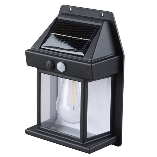Solight LED solárna lampáš nástenná, teplá biela, 12x17cm, čierna WL918