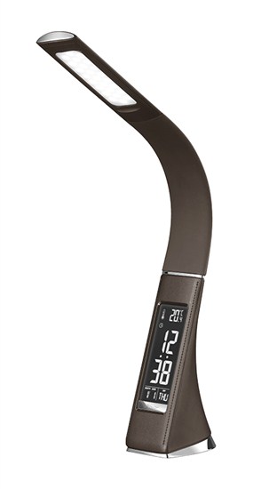 Solight LED stolná lampička s displayom, 6W, 4100K, koža, hnedá WO46-H