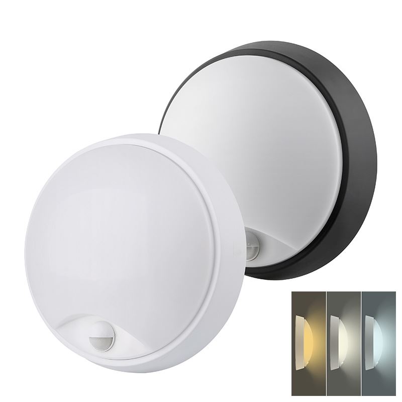 Solight LED vonkajšie osvetlenie so senzorom a nastaviteľnou CCT, 18W, 1350lm, 22cm, 2v1 - biely a čierny kryt WO780
