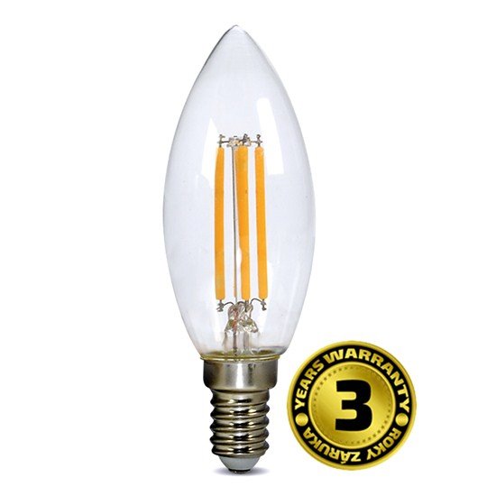 Solight LED žiarovka retro, sviečka 4W, E14, 3000K, 360°, 300lm