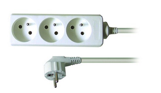 Solight predlžovací prívod, 3 zásuvky, biely, 7m PP05