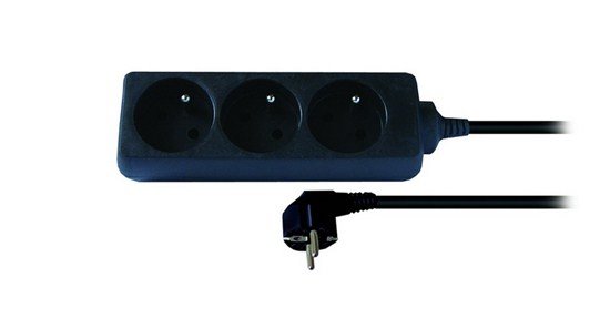 Solight predlžovací prívod, 3 zásuvky, čierny, 2m PP08