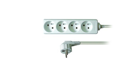 Solight predlžovací prívod, 4 zásuvky, biely, 5m PP23