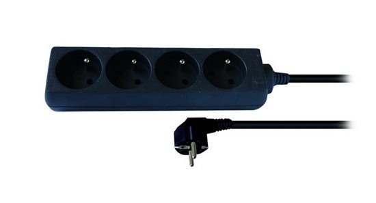 Solight predlžovací prívod, 4 zásuvky, čierny, 3m PP28