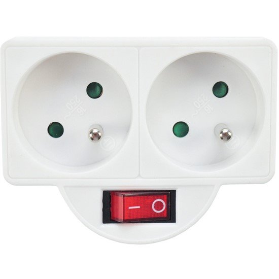 Solight rozbočovač, 2x 10 A, biely, vypínač P97