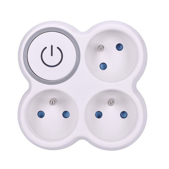 Solight rozbočovač, 3x 10A, biely-sivý, vypínač P106