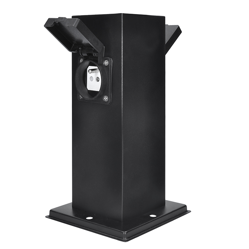 Solight záhradný stĺpik IP44, nerez oceľ, 2 zásuvky, hranol, čierny PG11B