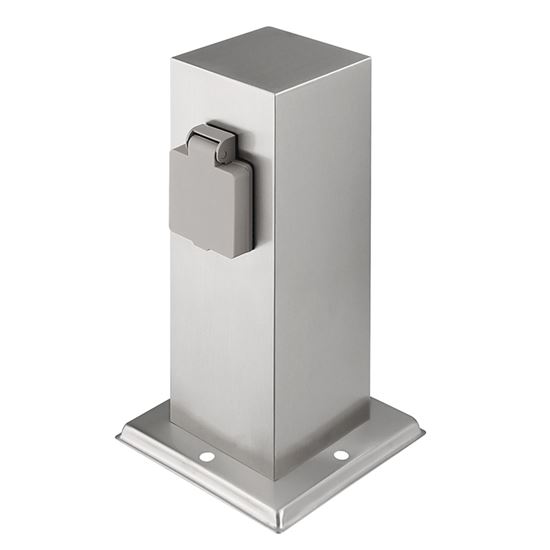 Solight záhradný stĺpik IP44, nerez oceľ, 2 zásuvky, hranol, strieborný PG11