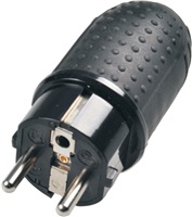 Solight zástrčka gumová do vlhka, priama, IP44, čierna