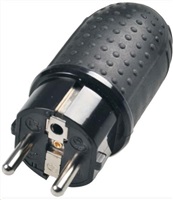 Solight zástrčka gumová do vlhka, přímá, IP44, černá P76