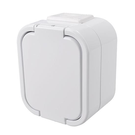 Solight zásuvka do vlhka s viečkom, biela 5D06