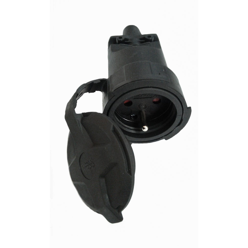 Solight zásuvka gumová do vlhka a prachu, priama, IP65, čierna P79