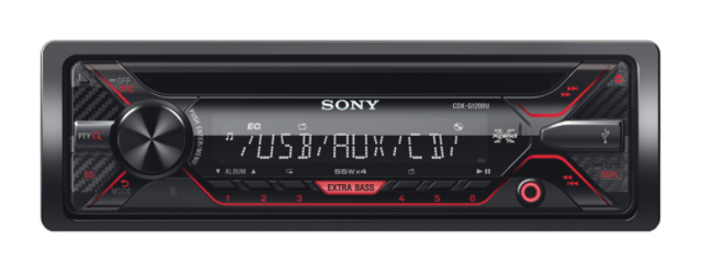 Sony autorádio CDX-G1200U CD/MP3,USB/AUX, červená CDXG1200U.EUR