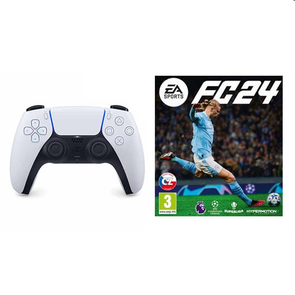 SONY DualSense Wireless Controller, black & white + EA Sports FC 24 CZ CFI-ZCT1W_B&W_EA