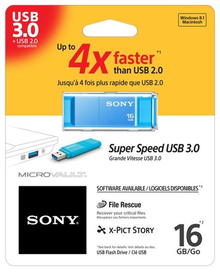 Sony Flash USB 3.0 Micro Vault - X,16GB, modrá USM16GXL