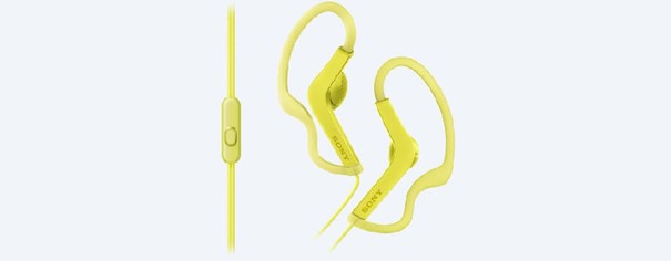 SONY headset do uší MDRAS210APY/ sluchátka drátová + mikrofon/ sportovní/ 3,5mm jack/ citlivost 104 dB/m MDRAS210APY.CE7