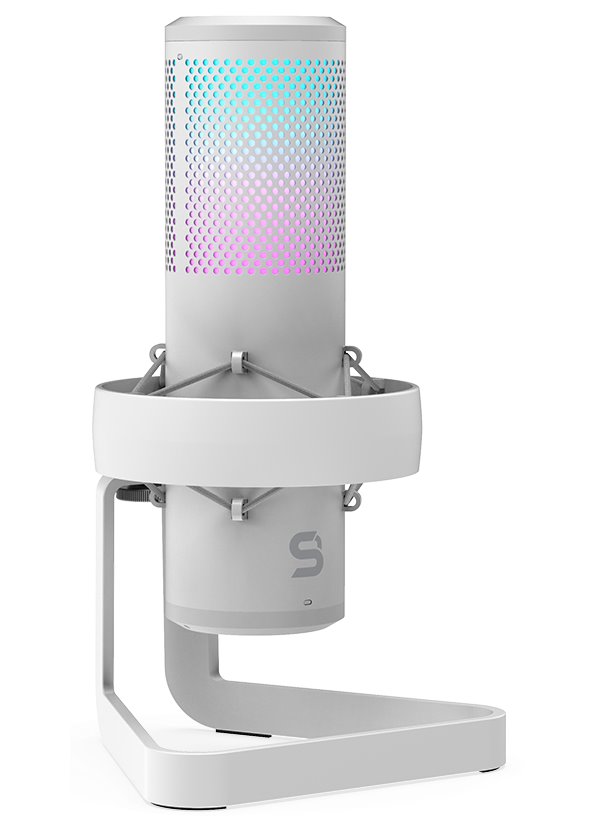 SPC Gear AXIS Onyx White streamovací mikrofon / USB / volitelné směřování / sluchátkový výstup / RGB / stabilní d SPG149