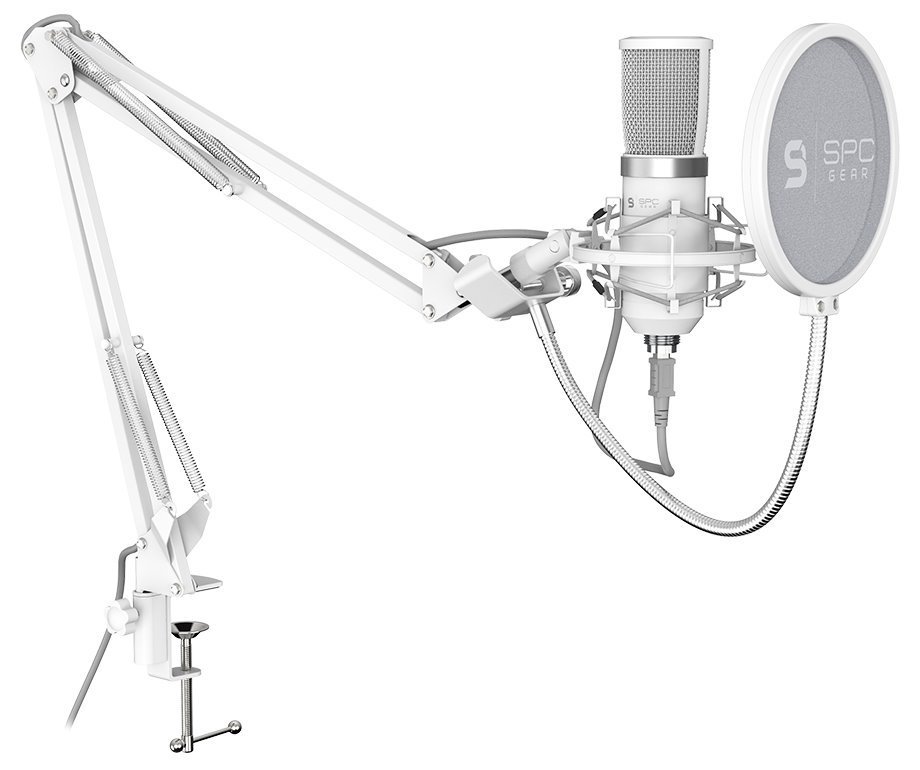 SPC Gear mikrofon SM950 Onyx White Streaming microphone / USB / polohovatelné rameno / pop filtr / bílý SPG106