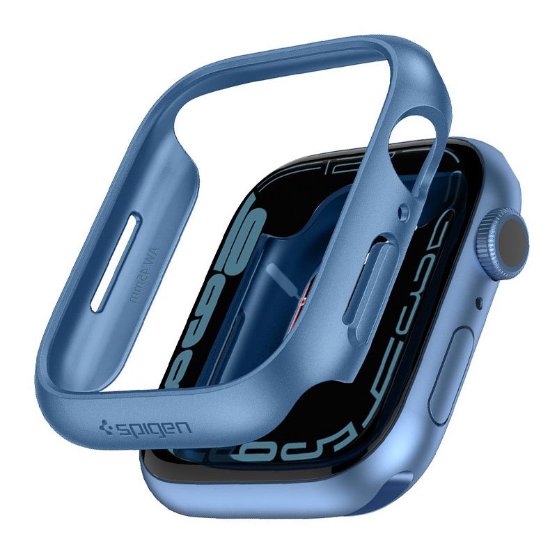 Spigen kryt Thin Fit pre Apple Watch 7 45mm - Metallic Blue ACS04176