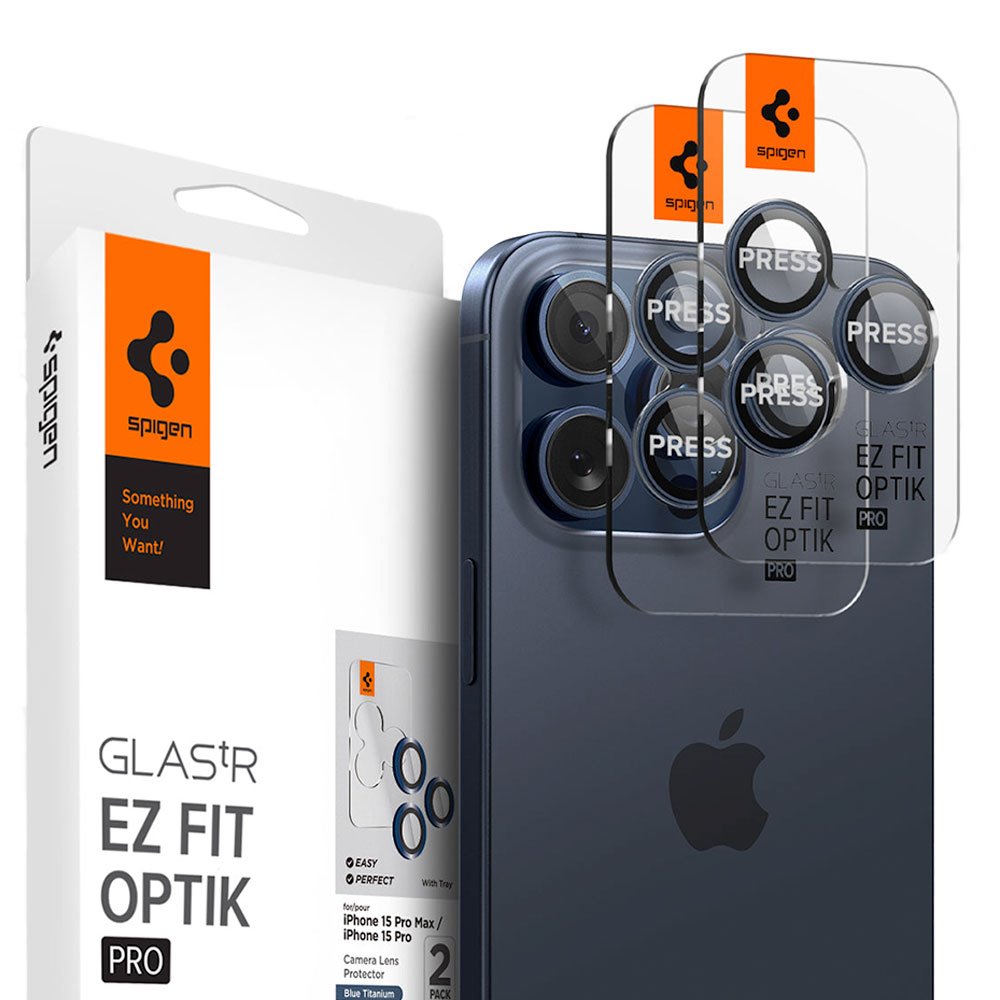 Spigen Optik Pro Lens Protector pre iPhone 15 Pro/15 Pro Max - Blue Titanium AGL07164