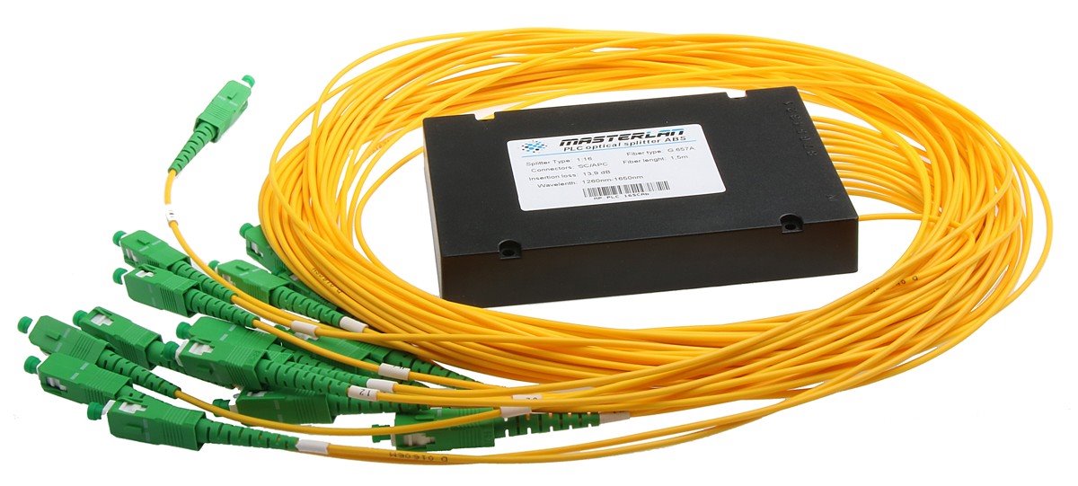 Splitter PLC optický -1x16, 1260-1650nm, ABS box, SC/APC, 1,5m 52752105